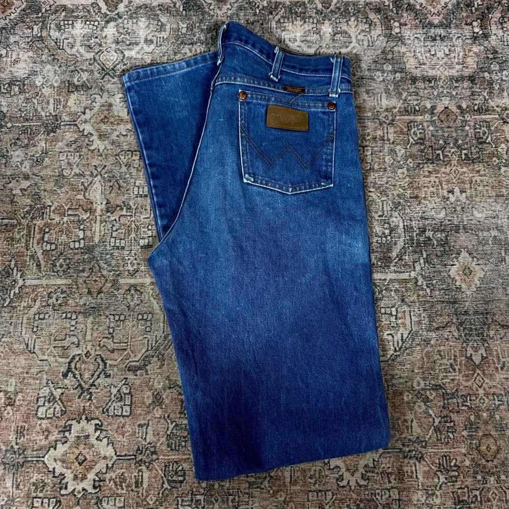 Wrangler 13mwz Cowboy Cut Jeans Mens 33x38 Blue Cotton Denim Straight Workwear